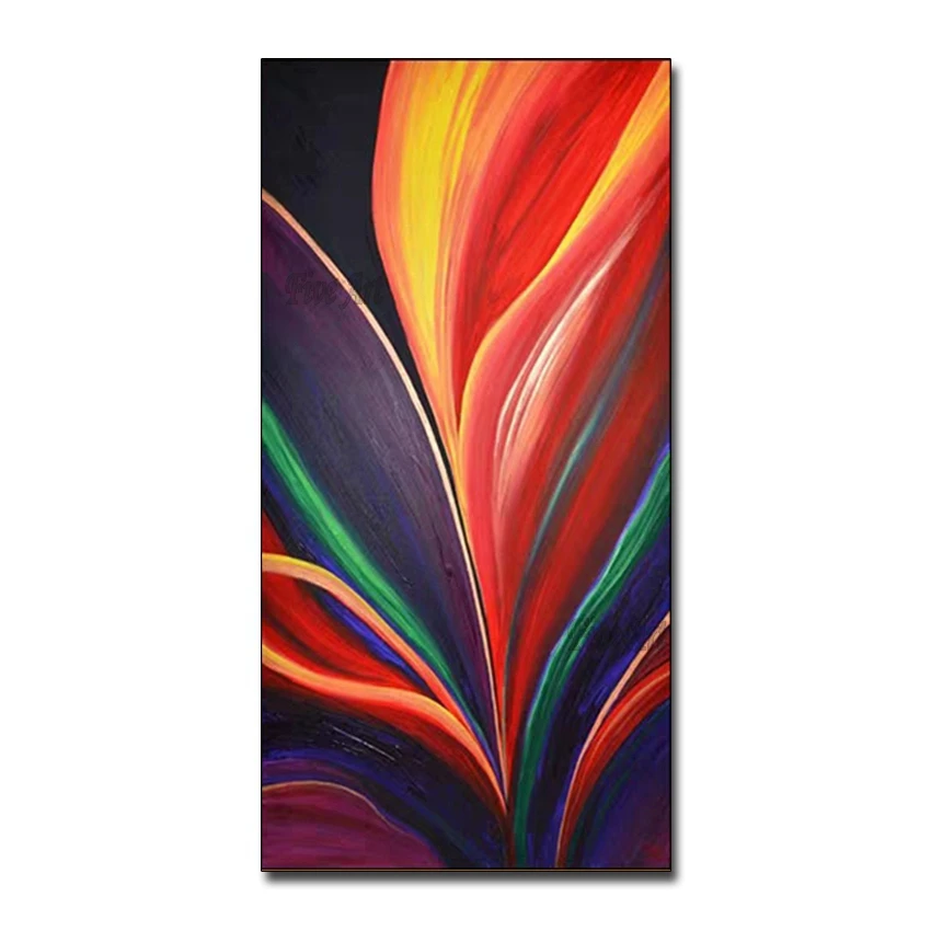 

No Framed Red Oil Painting Abstract Colorfull Feather Pictures Wall Picture 100% Handmade Home Wall Decor Unique Gift