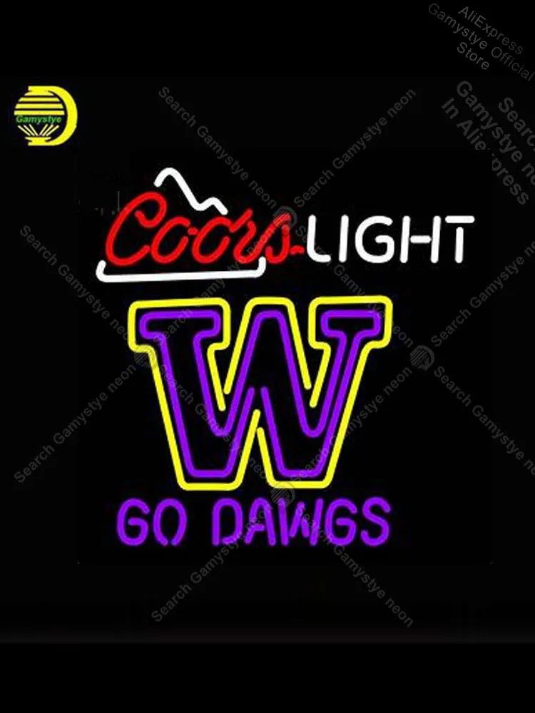

NEON SIGN For Coors Light Go Dawgs REAL GLASS Neon Lights Neon Signs Neon Accessories Lighting Buffal Windows Garage Wall Sign