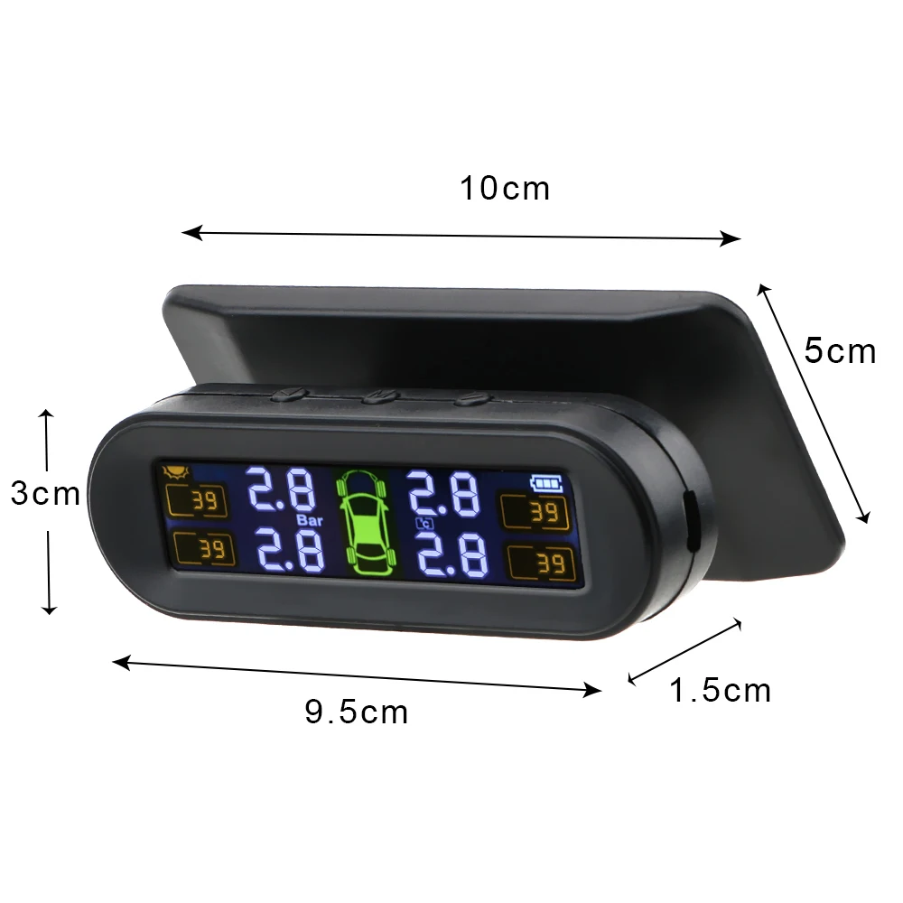 

Car Tire pressure Monitoring Pressure Display auto Alarm Monitor Solar Power Charging Temperature Warning