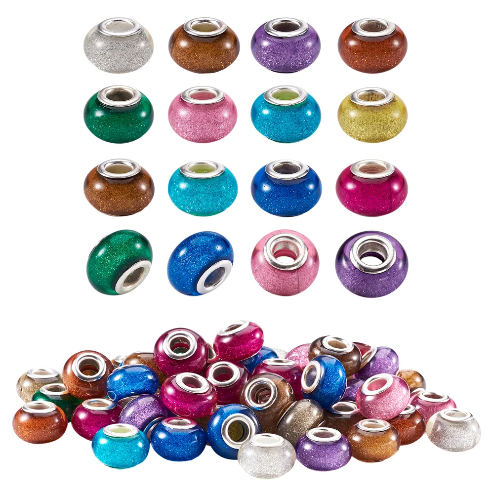 Акриловые Европейские Бусины 100 шт. бусины с большими отверстиями латунными