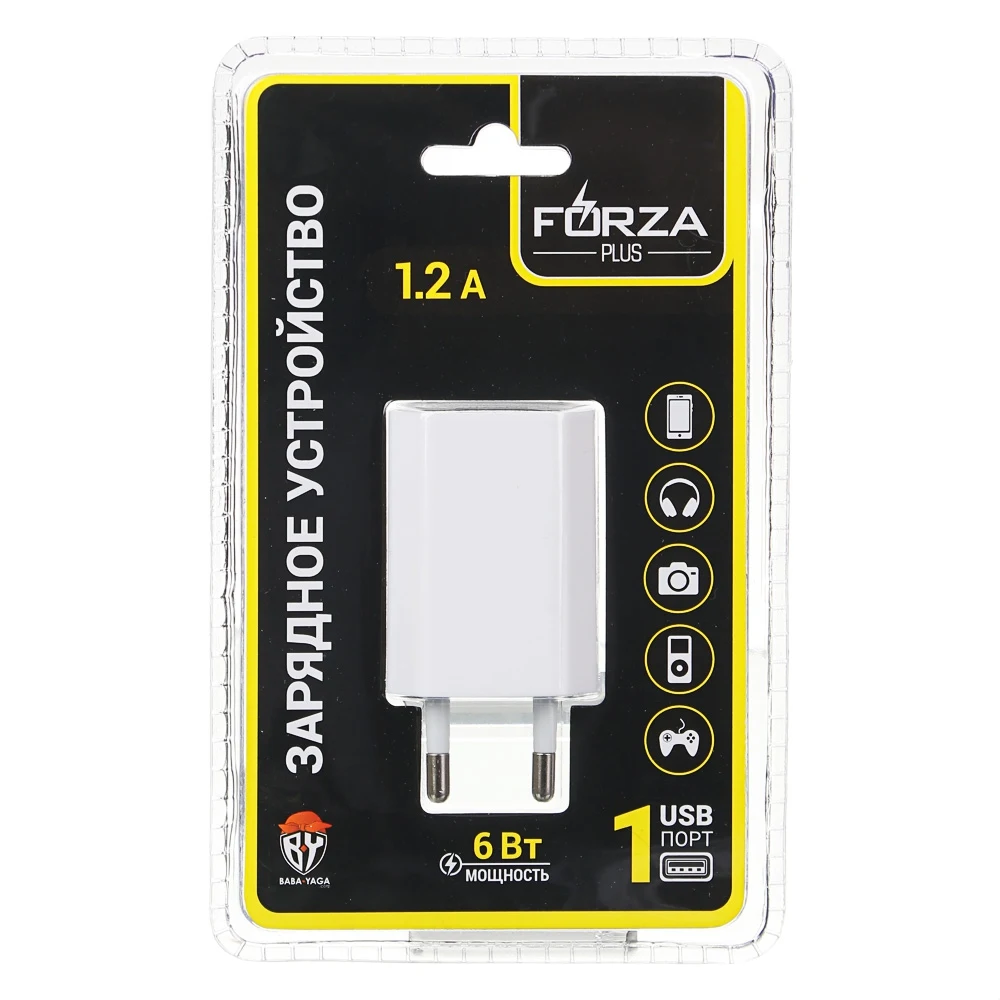Сетевое зарядное устройство FORZA Комфорт 1xUSB 1.2А 5 В Белый |
