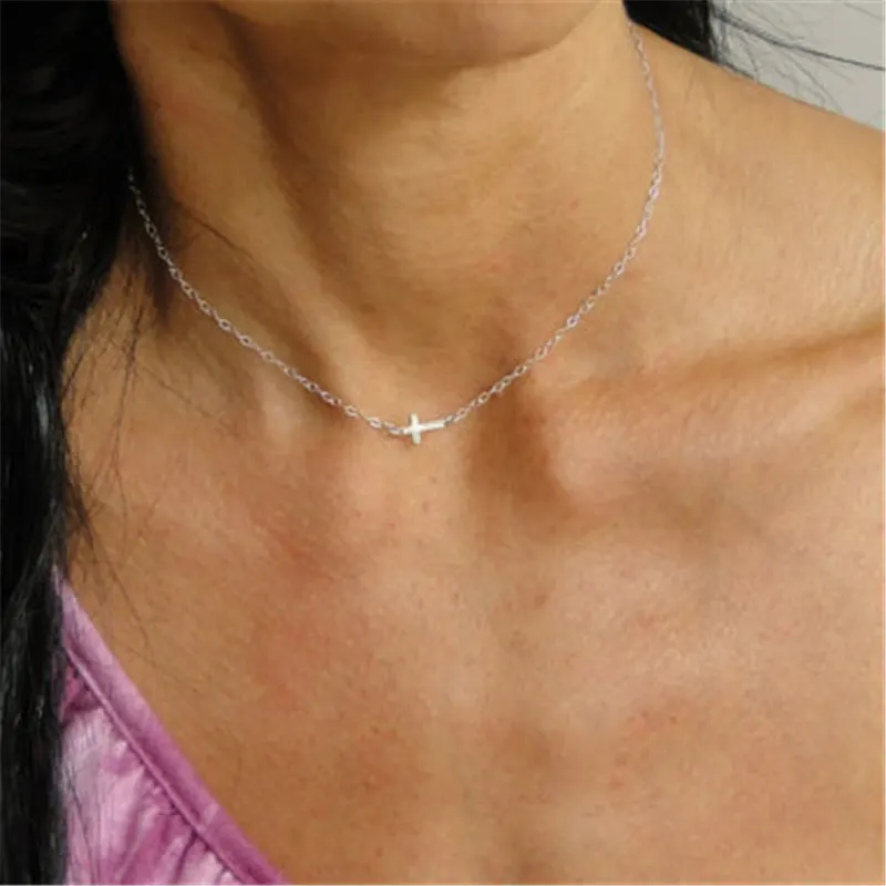 Новая модная подвеска крест ожерелье для женщин серебряная с золотом цепь