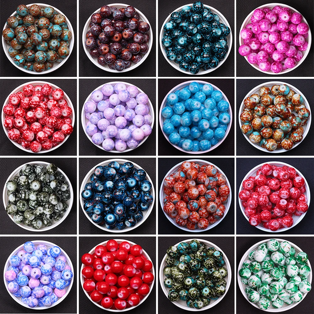 

Acrylic Beads for Jewelry Making, Smooth Beads Bulk Loose Glass Beads in Patterns for Adults Earring Bracelet Necklace