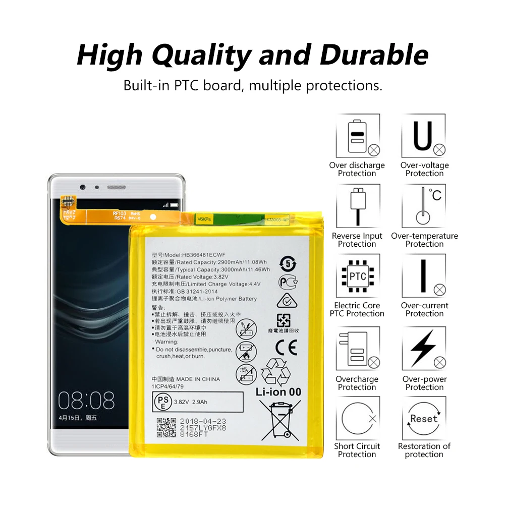 Высокое качество HB366481ECWF батарея для Huawei P20 Lite Nova 3E Honor 8 lite FRD AL00 AL10 DL00 L09