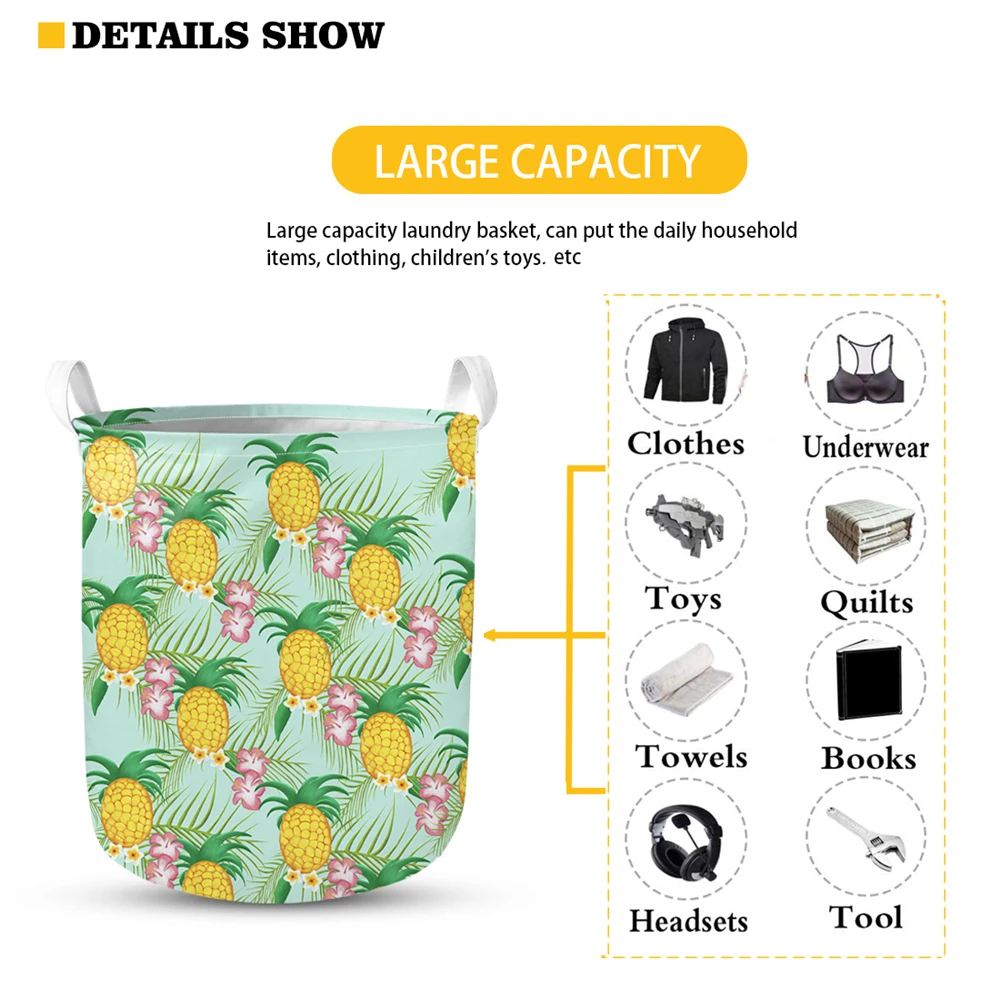 18.5 Inches Large Laundry Basket Cartoon Alpaca Print Waterproof Round Canvas Collapsible Storage bin with Handles for Hamper | Дом и сад