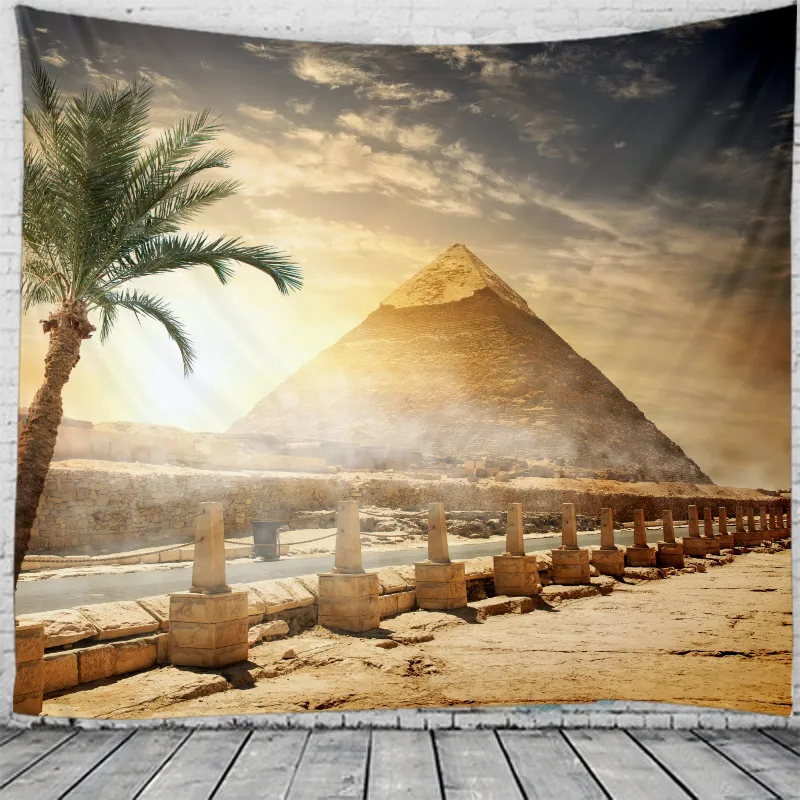 

Ancient Egypt Tapestry Landscap Tapestries Wall-Hanging Psychedelic-Pattern Home-Deco Egyption Pyramid Pattern Coconut tree