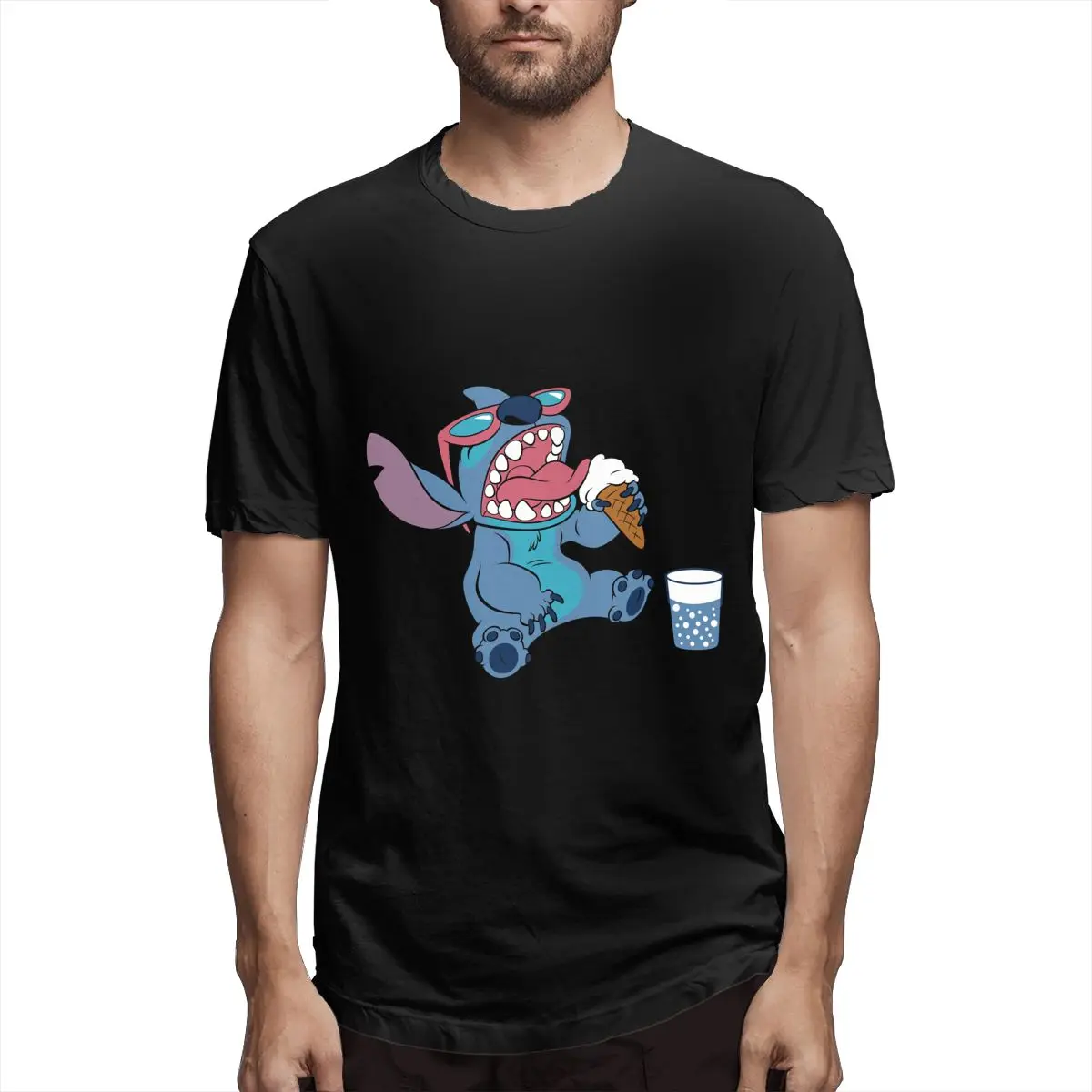 

Stitch Fashion new 3D printing Cotton Tee Tops summer hot sale short-sleeved round neck men T-shirt