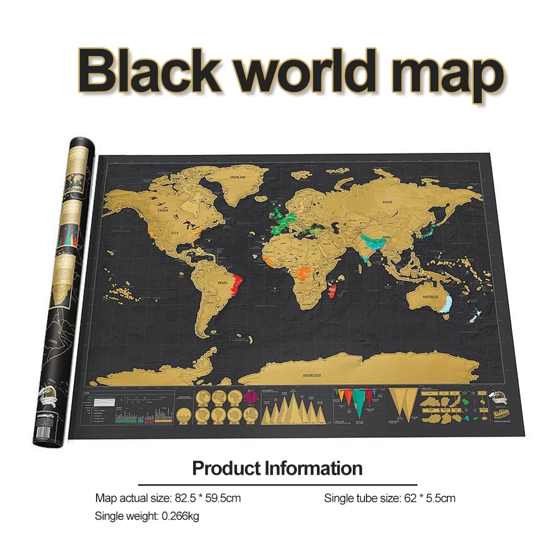 Map Poster Wall Art Sticker Home Decorationworld map necklaceLuxury Travel Scratch Off World Scrapes | Дом и сад