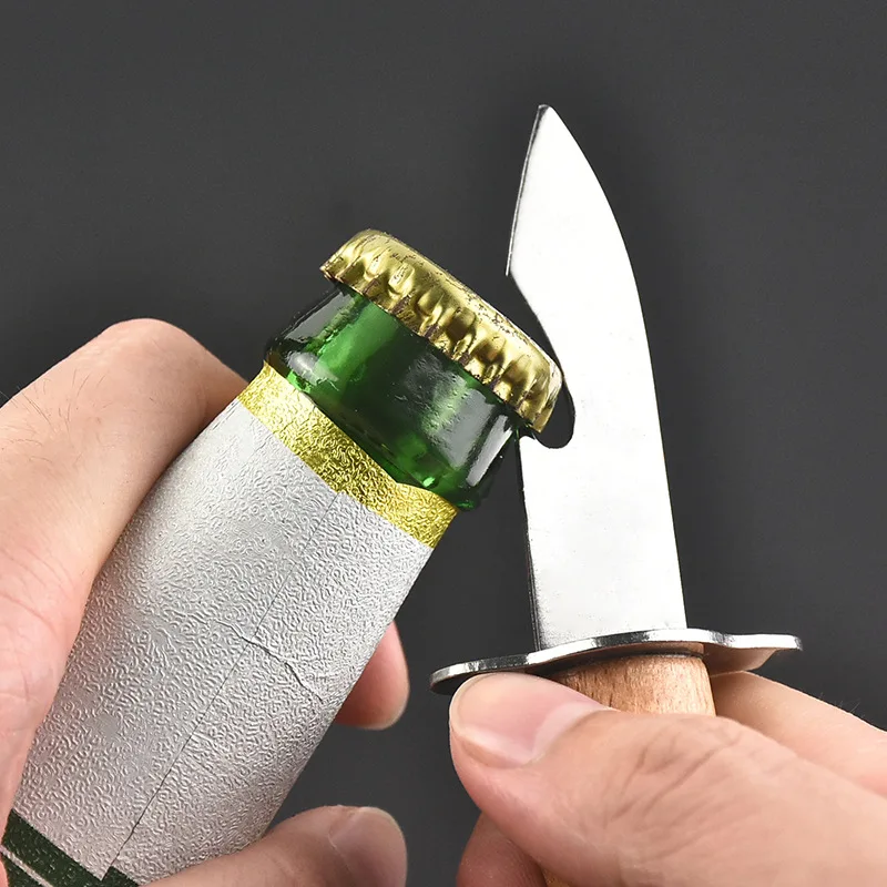 Нож для устриц из нержавеющей стали с деревянной ручкой открывалка бутылок