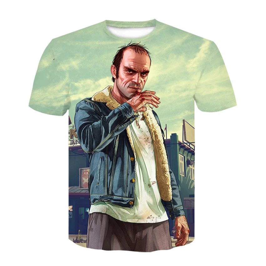 GTA5 Для мужчин футболки с рисунками из мультфильмов 3D печатных Harajuku футболка