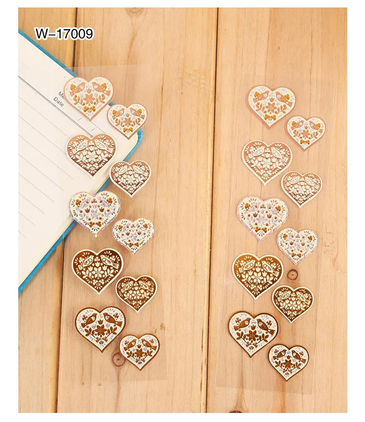 2 set Decorative Vintage Journal Diary Gold Paper Flower Plant Stickers Scrapbooking Flakes Stationery