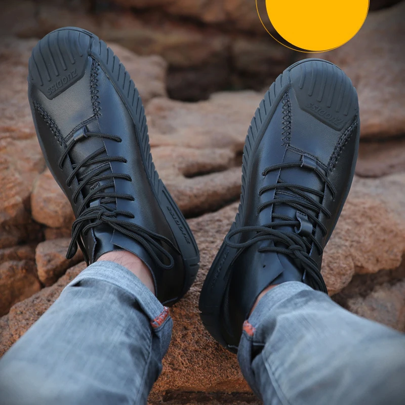 Водонепроницаемые кроссовки из натуральной кожи Мужская обувь качественные