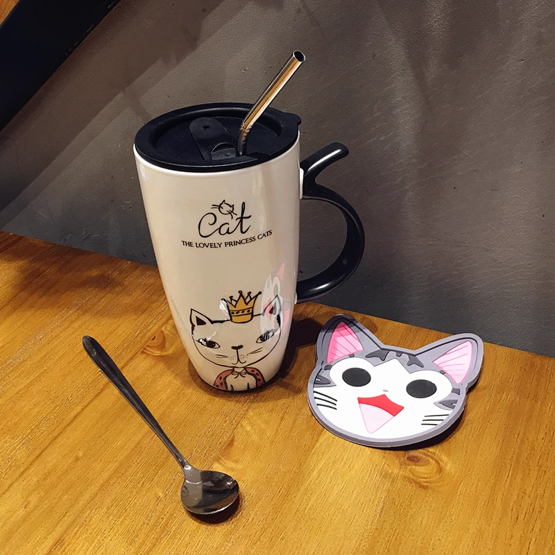 Милая кружка для воды с мультяшным котом керамическая Офисная индивидуальная
