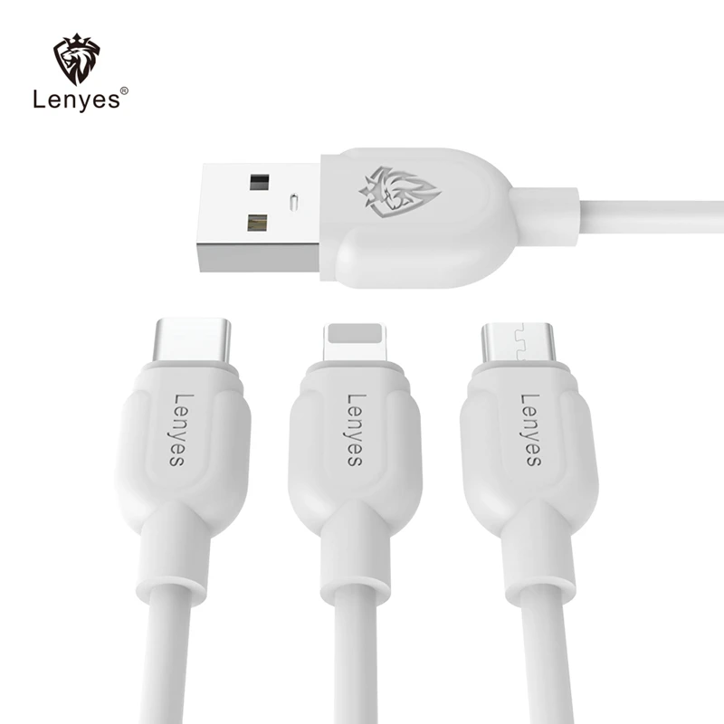 Lenyes type-C кабель 3 фута PVC 2.1A для синхронизации данных и зарядки iOS Micro V8 USB 2 в 1