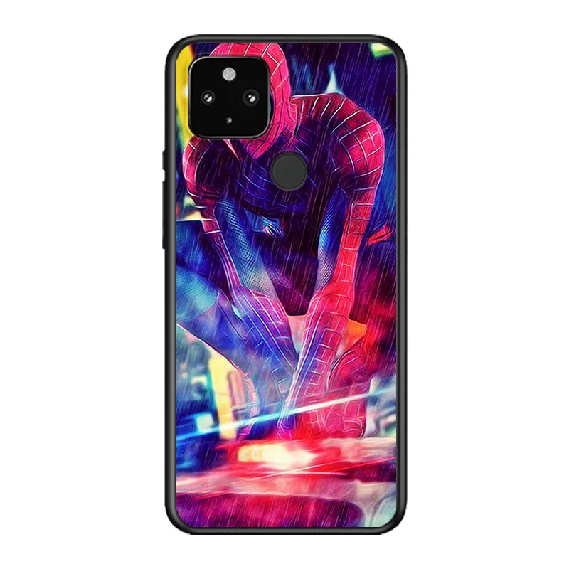

Marvel Avengers Super Hero Spider-Man For Google Pixel 5 4A 5G 4 XL Soft Shell TPU Silicone Black Cover Phone Case