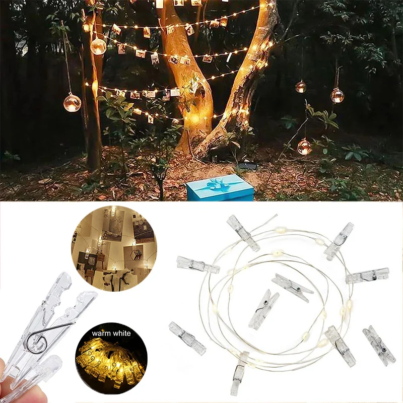 

1M/2M Photo Clip Lights Holder Light Battry Cooper Wire Christmas Holiday Wedding Garland Fairy Lamp for Room Bookshelf Bedroom