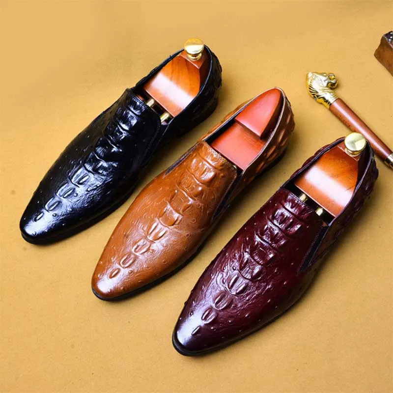 

Sipriks Mens Loafers Genuine Leather Black Brown Burgundy Colors Wedding Footwear Dress Shoes Pointed Slip On Gents Suits Office