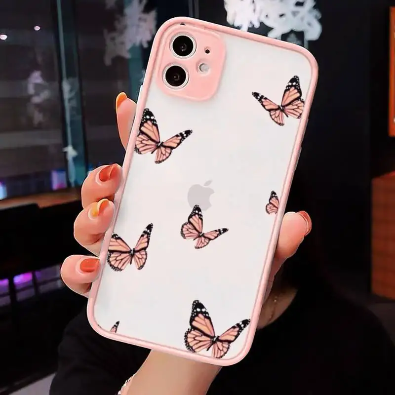 

butterfly blue animal cute lovely Phone Case Matte Transparent for iPhone 7 8 11 12 s mini pro X XS XR MAX Plus cover funda