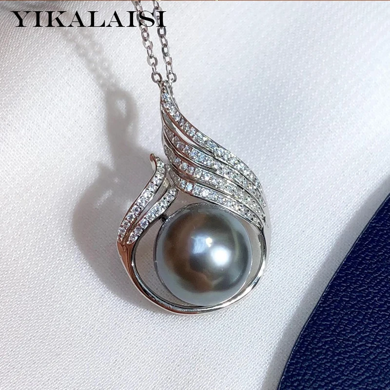 

YIKALAISI 925 Sterling Silver Necklaces Jewelry For Women 10-11mm Oblate Natural Freshwater Pearl Pendants 2020 New Arrivals