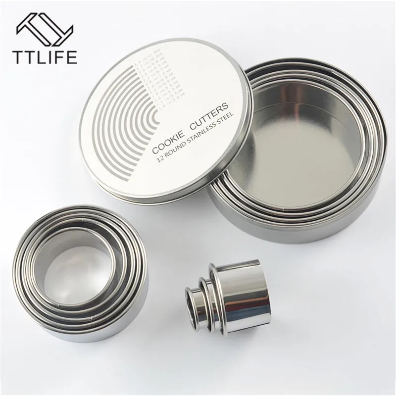 12 шт Круглые Форма нарезки печенья прессформы Нержавеющая сталь мусс для