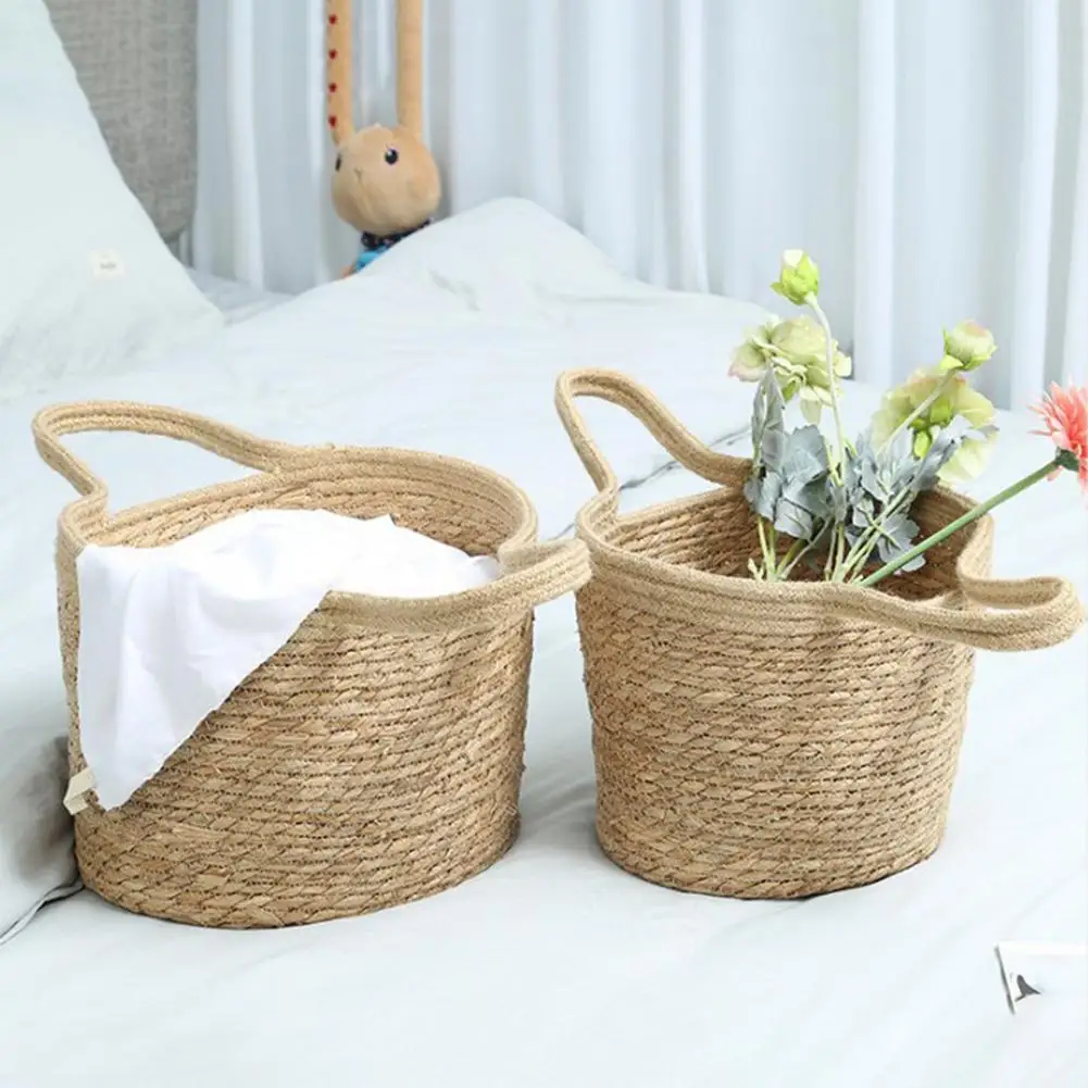 

Hand-woven Storage Basket Cotton Rope Storage Bucket Desktop Stand Laundry BasketContainer Home Decoration Garden Flower Pot