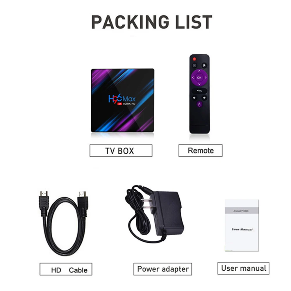 

H96 Max RK3318 4+64GB HD 4K WiFi Set-Top TV Box Media Player for Android 9.0 TV Receivers RK3318 Quad-Core 64Bit Cortex-A53