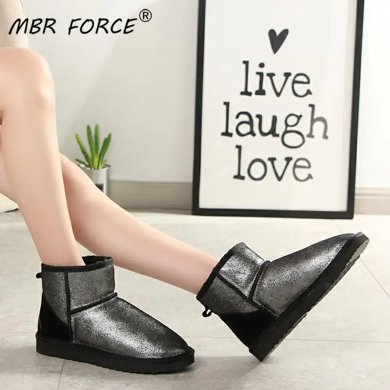 Женские ботинки из 100% натуральной кожи MBR FORCE теплые водонепроницаемые зимние