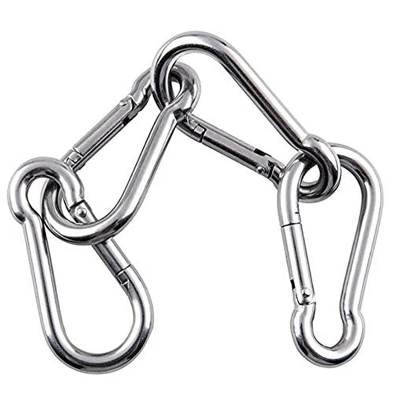 

Promotion! 4Pcs M6 Spring Snap Hooks Heavy Duty Stainless Steel 304 Swing Set Accessories Fit For Gym,Camping,Traveling