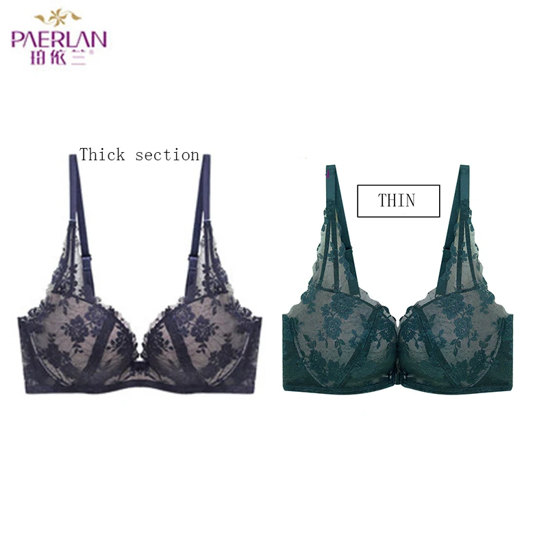 PAERLAN 2PCS Underwear FrontbClosure Sexy Push Up Bra Sexy Women's Lace Without Rim Bra Comfortable Floral Backless Underwear