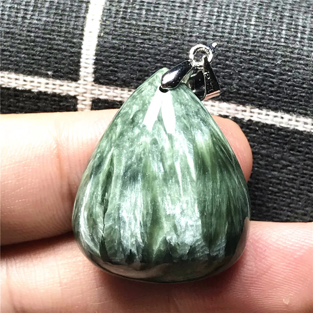 Ожерелье с подвеской из натурального зеленого серафинита для женщин и мужчин