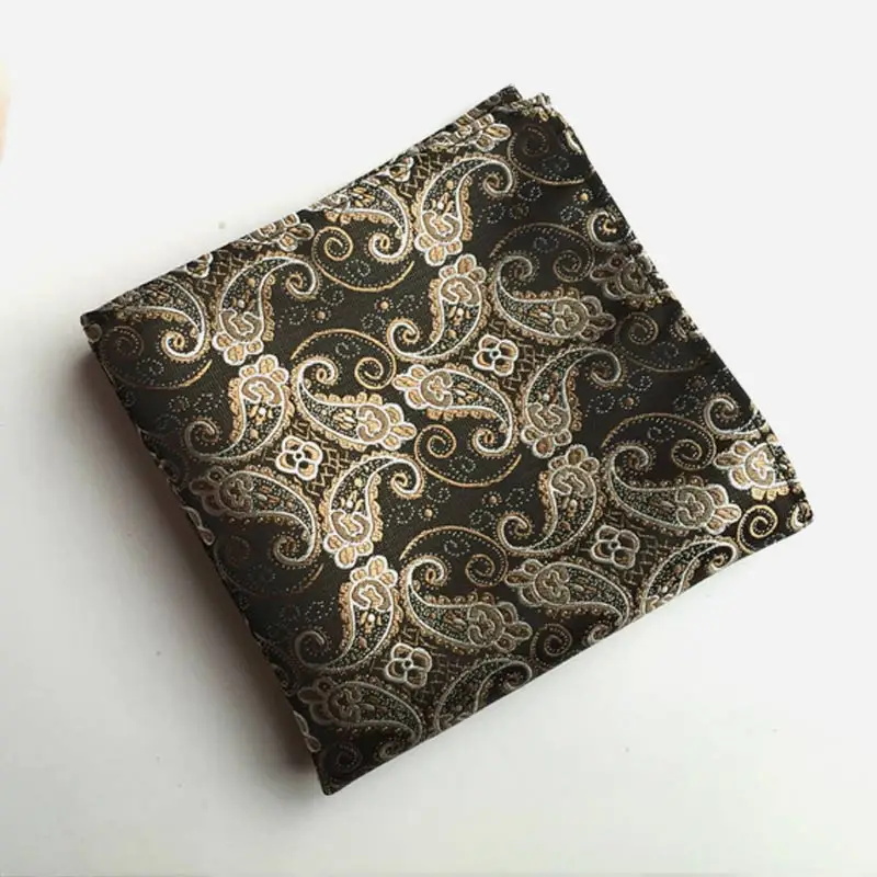 F091 Paisley Мужской Шелковый платок тканый узор в горошек Пейсли мужской деловой Повседневный квадратный Карманный платок свадебные Hankies F80-100 - Цвет: F091 Paisley