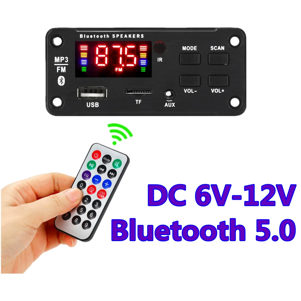 

ARuiMei 50W Car Audio USB TF FM Radio Module12V Bluetooth 5.0 50W amplifier Car FM Radio Module Support TF USB AUX