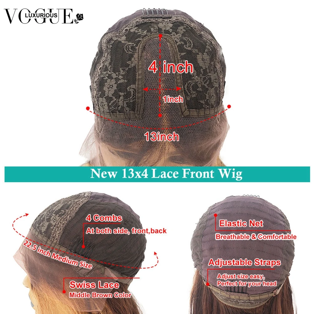 

4x4 Closure Wig T6/613 Lace Front Wig Pre-Plucked Brazilian Wig With Baby Hair Glueless Remy Bob Human Hair Wigs For Black Women