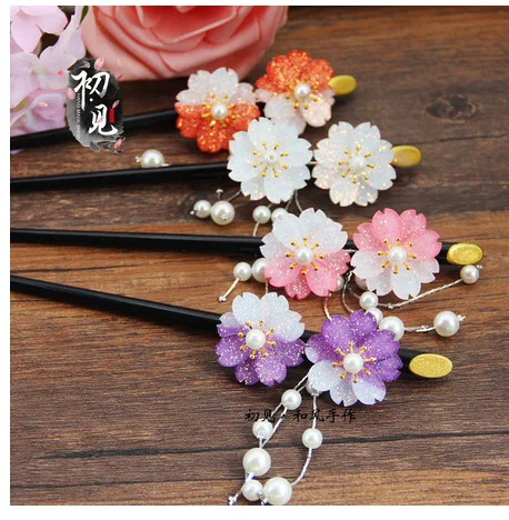 Заколка для волос с кисточками Сакура Шпилька Updo Kanzashi головной убор косплея