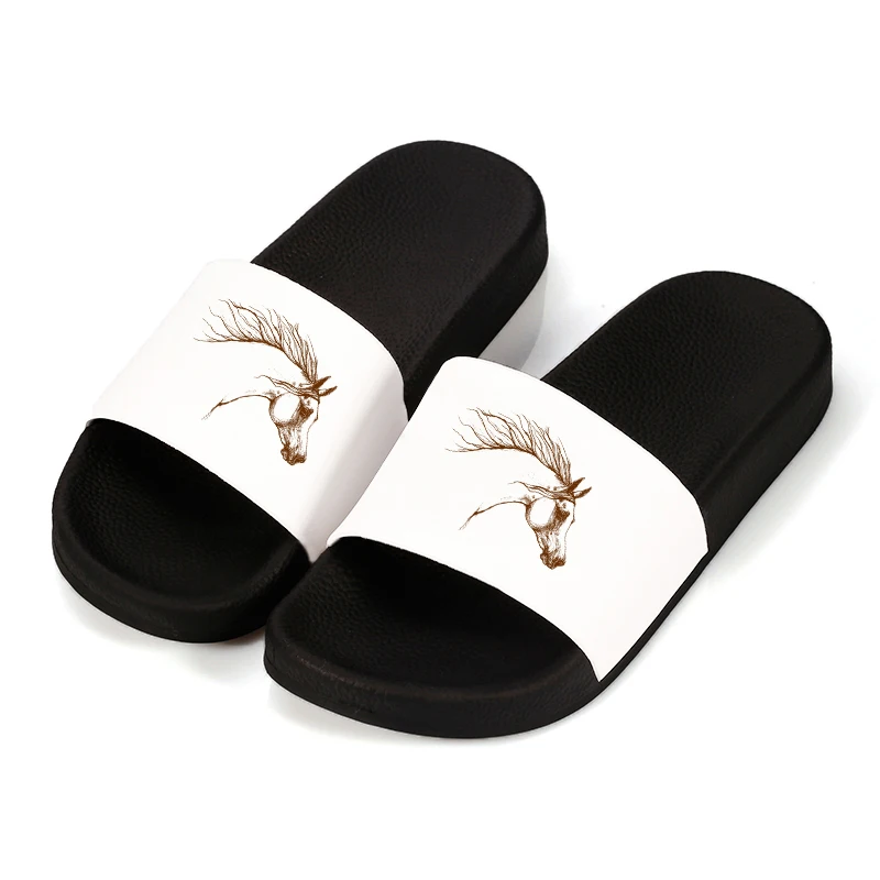 

Summer Shoes Women 2021 Horse Print Indoor Slippers Home Sandals Cartoon Non-slip Beach Flip Flops Female shoes Plus Size 41