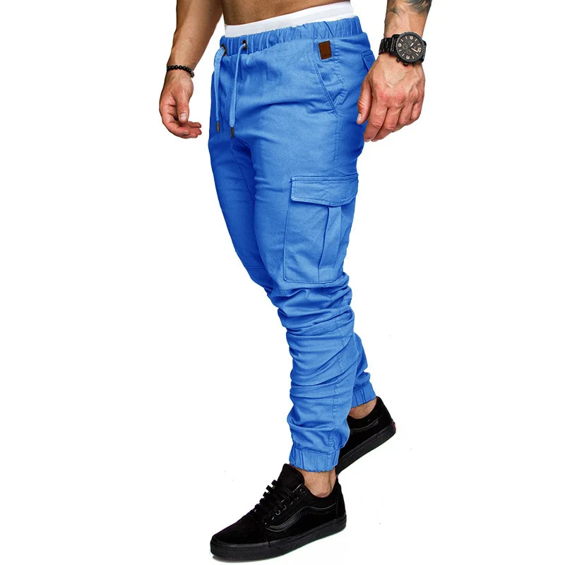 

Men's Side Pockets Cargo Harem Pants 2021 Ribbons Black Hip Hop Casual Male Joggers Trousers Fashion Casual Streetwear Pants