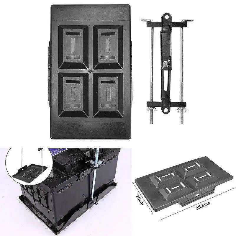 

Set Battery tray Storage Firm Hold down Holder Accessories Black+silver