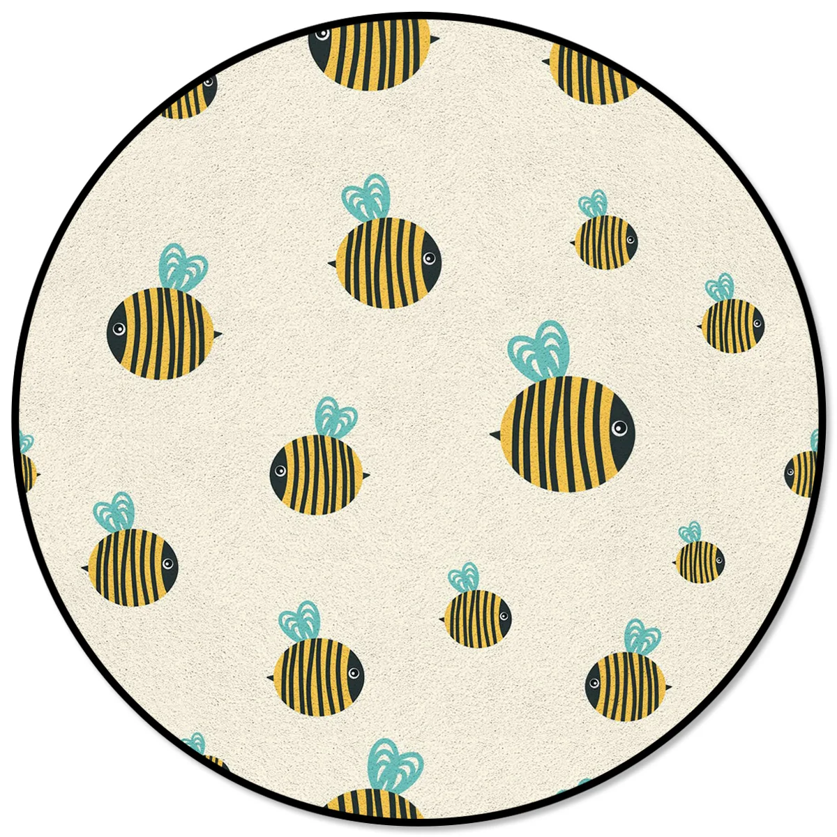 

Animal Yellow Bee Striped Heart Printed Children Carpets Baby Crawling Round Area Rugs For Living Room Coffee Table Mat