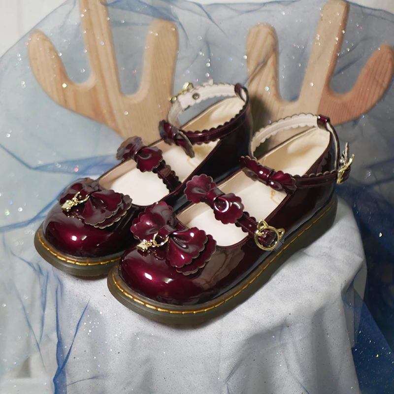 

Женские туфли на низком каблуке, милые студенческие туфли в японском стиле Лолита, с бантом, с круглым носком, Аниме обувь для косплея в стил...