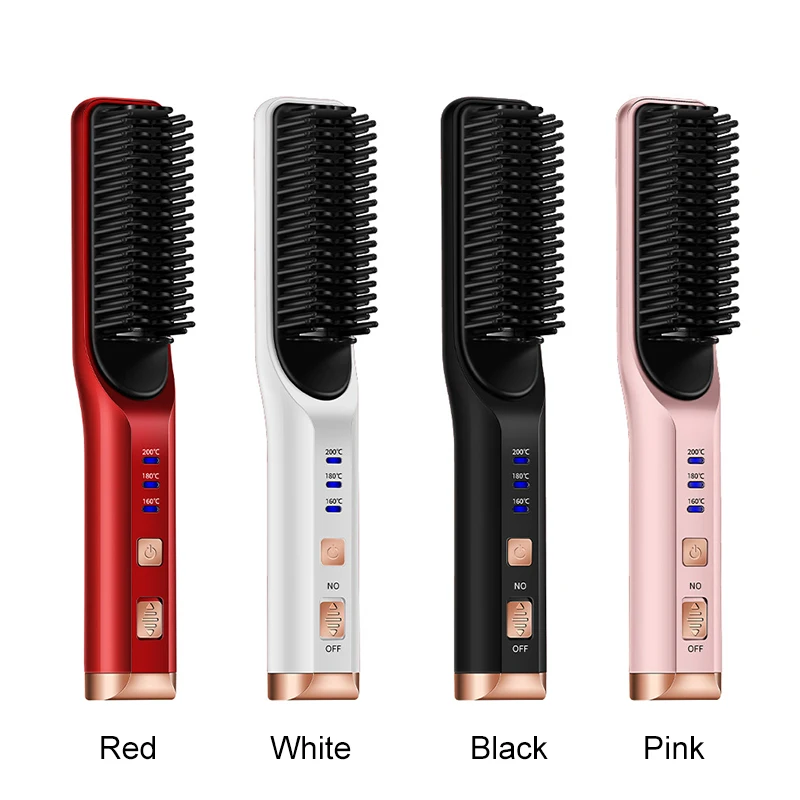 

Hot 2-in-1 Ceramic Ionic Straightening Brush Hair Straightener Brush Fast Heating for Home and Travel t6