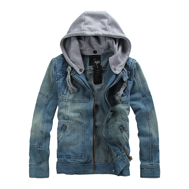 

2022 NEW Fashion Detachable Men Hooded Denim Jacket Long Sleeve Man Outdoors Casual Jeans Jackets Quilted Jacket for Winter