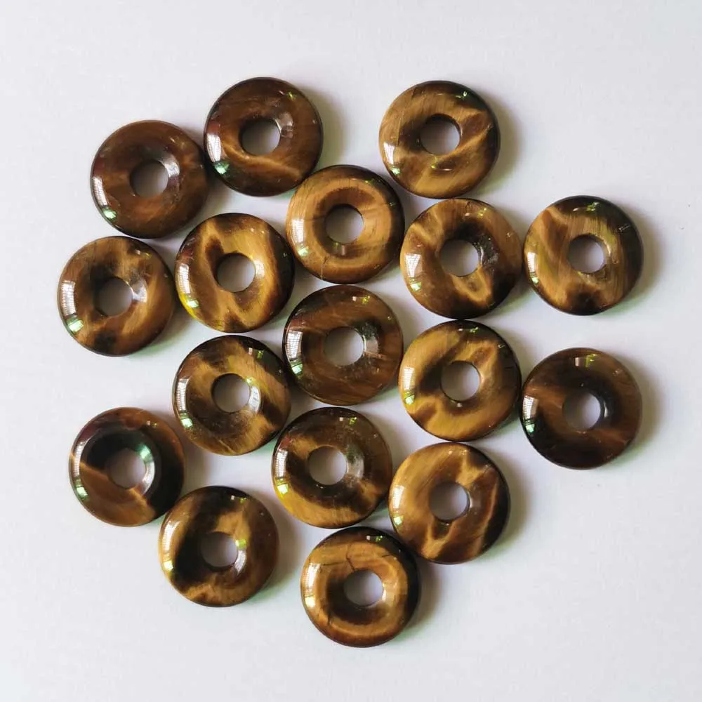 

Gogo Donut Round Big Hole Crystal Agates Quartz Stone Earrings Necklace Pendant Charm Jewelry Making Wholesale 12pcs Accessories