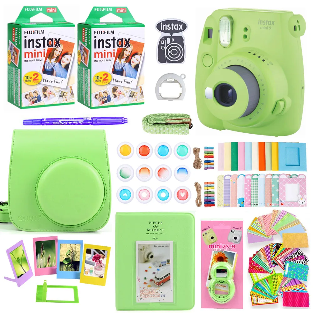 C Фотокамера моментальной печати Fujifilm Instax Mini 9 с 40 листами бумаги для мини-пленки наплечный ремень сумка аксессуары комплект - Цвет: C