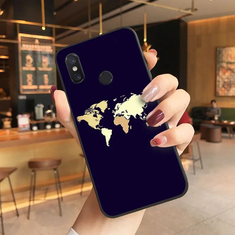 Travel in the world map Plane plans Soft black Phone Case For Xiaomi Mi MIX2 MIX2S MAX2 MAX3  F1 5 Note2 Note3 Coque Shell Cover