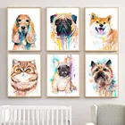 Настенная картина с изображением собаки, французского бульдога, кота, животных, алмазная живопись, скандинавские принты на стену для гостиной, домашний декор