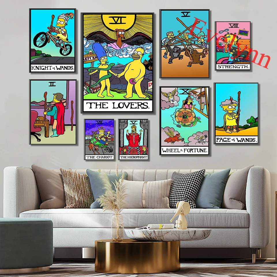 

Simpsons Tarot Posters- Tarot Of Lawndale - Series Wall Art Painting Poster Pop Art Home Decor Canvas Wall Art Prints Gift