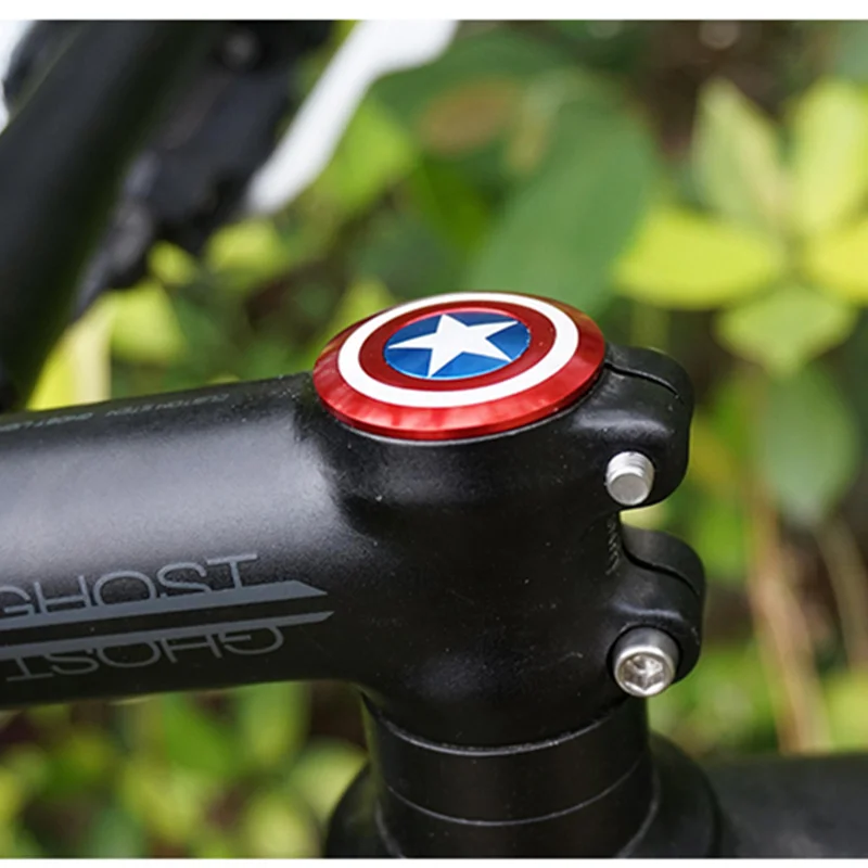 

Bicycle Stem Top Cap Headset Cover with Bolt Captain America Spider Logo USA Flag Apply to 28.6mm 1 1/8" Front fork head tube