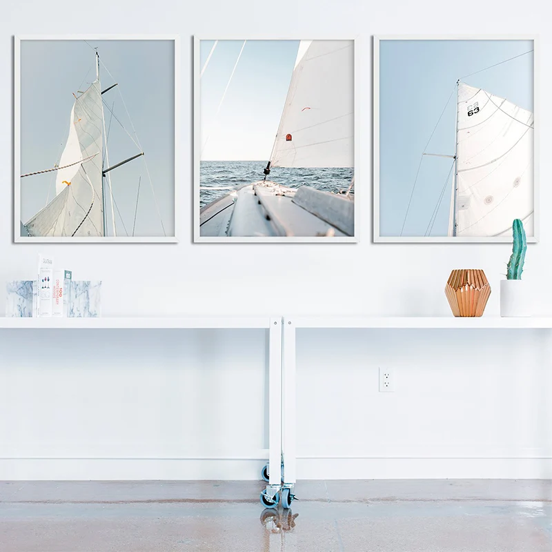 

Минималистичная картина парусного неба, яхты, пейзаж, холст, искусство, скандинавские плакаты и принты, настенные картины для гостиной, Деко...