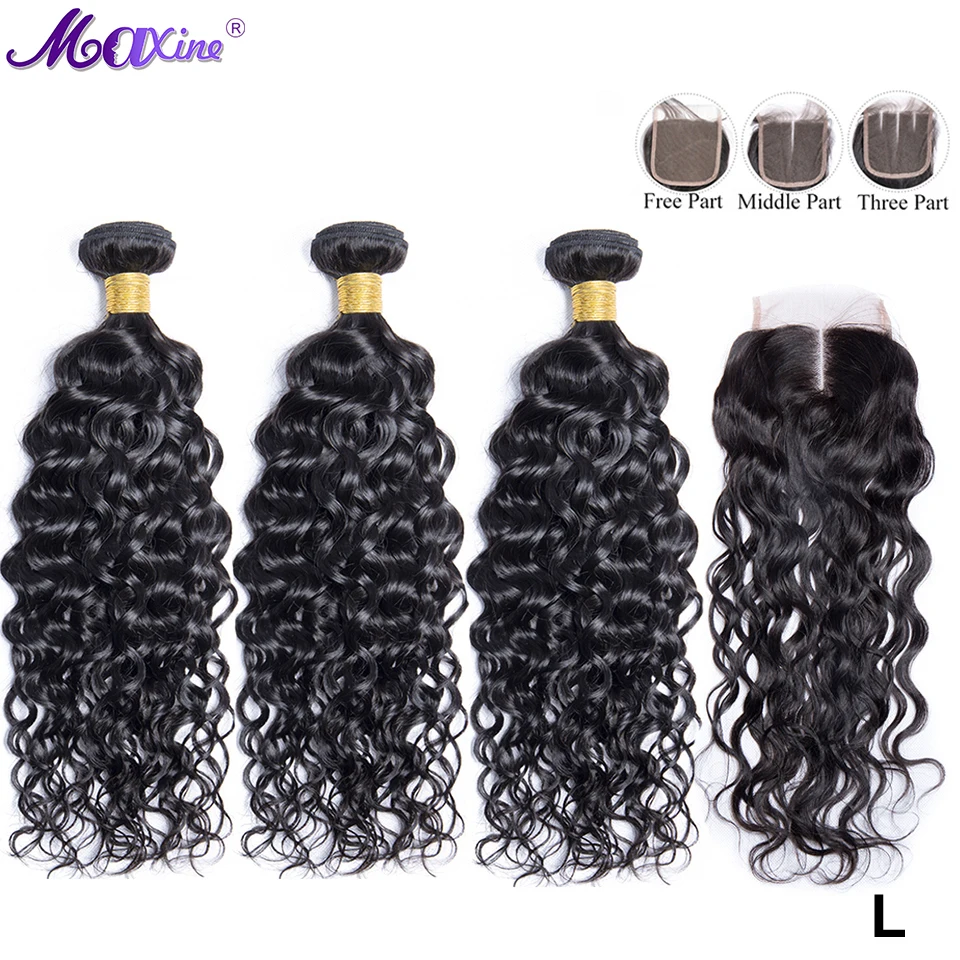 Пучки волнистых волос с закрыванием 8 30 дюймов пучки Maxine Remy бразильские