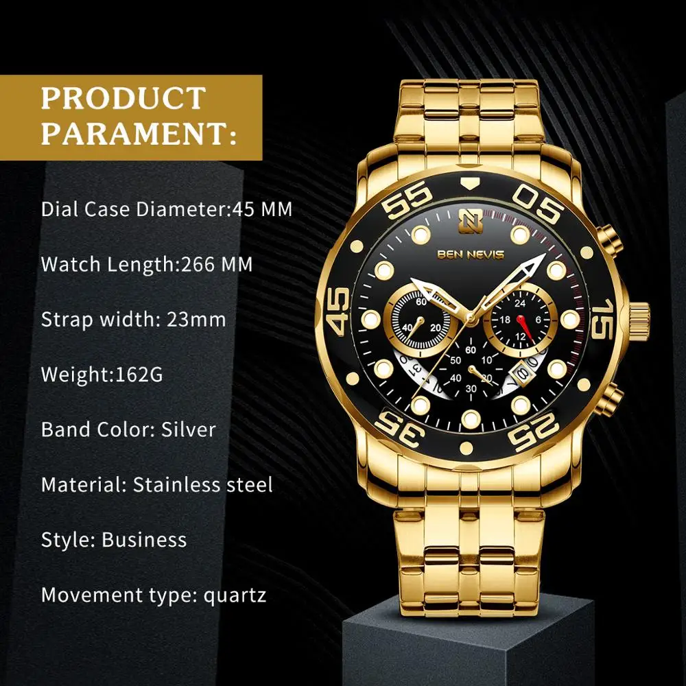 

Sport Men Watch Stainless Steel Top Brand Luxury Watch Chronograph Quartz Watch Men Dropshipping Relogio Masculino